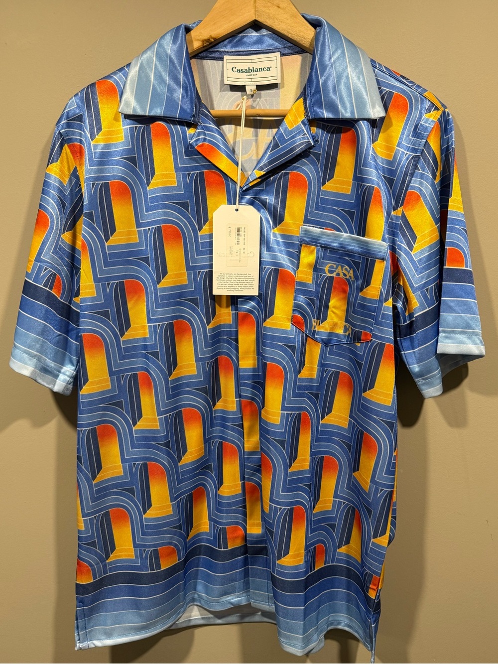 Casablanca Blue Geometric Print silk Short-Sleeve Shirt (Set 1:1 defect) image 2